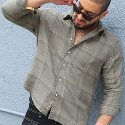 Instafab Plus Classic Tartan Checked Cotton Casual Shirt-image-67