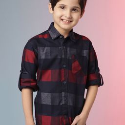 Instafab Boys Black Classic Checked Casual Shirt-image-82