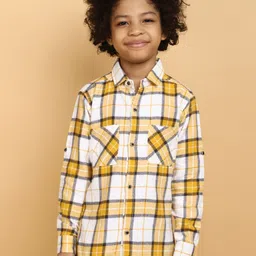V-Mart Boys Tartan Checked Twill Cotton Casual Shirt-image-3