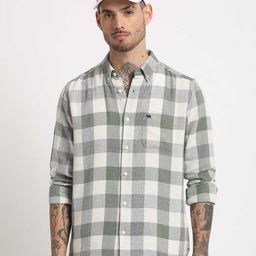 THE BEAR HOUSE Slim Fit Buffalo Checked Button-Down Collar Casual Shirt-image-18