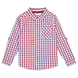Budding Bees Boys Purple Gingham Checks Cotton Casual Shirt-image-6
