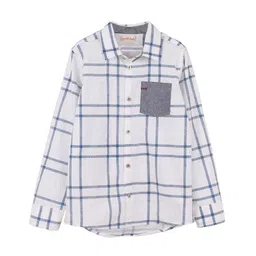 My Little Lambs Boys Off White Windowpane Checked Casual Shirt-picture-46