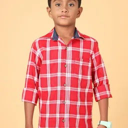 CAZZBA Boys Tartan Checked Cotton Casual Shirt-image-39