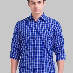 Parx Men Blue Slim Fit Checked Casual Shirt-image-48