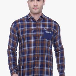 Kuons Avenue Men Brown Slim Fit Opaque Checked Casual Shirt-image-73