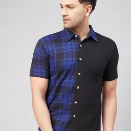 GRITSTONES Men Black Comfort Colourblocked Casual Shirt-picture-46