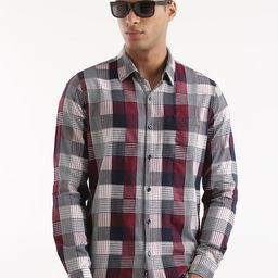 WROGN Slim Fit Checked Linen Casual Shirt-image-64