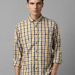Louis Philippe Jeans Slim Fit Opaque Checked Cotton Casual Shirt-image-94