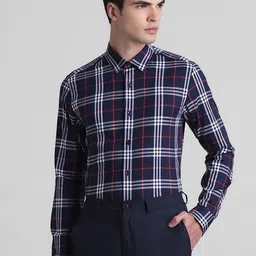 Jack & Jones Slim Fit Tartan Checked Spread Collar Casual Shirt-image-78