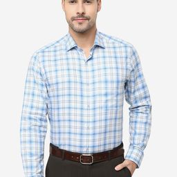 METAL Slim Fit Tartan Checks Checked Cotton Formal Shirt-image-78