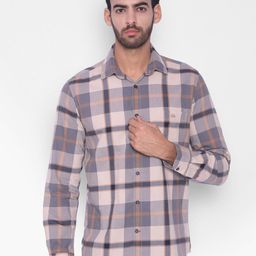 Crimsoune Club Slim Fit Checked Spread Collar Long Sleeve Cotton Casual Shirt-image-73