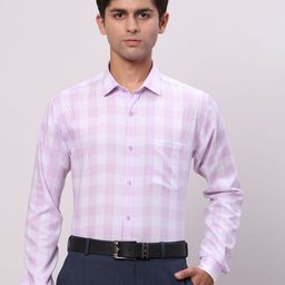 Park Avenue Men Slim Fit Opaque Checked Spread Collar Formal Shirt-image-49