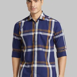 Park Avenue Slim Fit Opaque Checked Cotton Casual Shirt-picture-33
