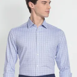 Arrow Tartan Checked Cutaway Collar Pure Cotton Slim Fit Formal Shirt-picture-40