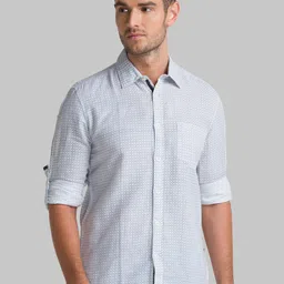 Parx Men Grey Slim Fit Opaque Printed Casual Shirt-image-63