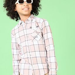V-Mart Boys Spread Collar Gingham Checked Cotton Casual Shirt-image-48