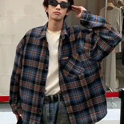 StyleCast Men Original Oversized Fit Spread Collar Tartan Checked Cotton Casual Shirt-image-34