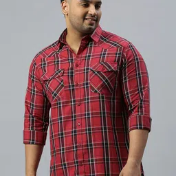Sztori Plus Size Classic Windowpane Checked Pure Cotton Casual Shirt-image-78
