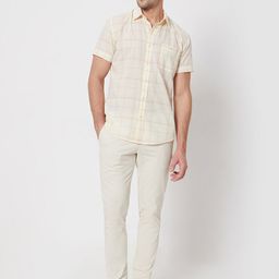 Mufti Slim Fit Windowpane Checked Pure Cotton Casual Shirt-image-74