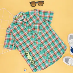 Pantaloons Junior Boys Tartan Checked Pure Cotton Casual Shirt-image-62