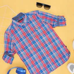 Pantaloons Junior Boys Checked Spread Collar Long Sleeves Cotton Casual Shirt-image-72
