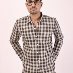 DEZANO Tartan Checks Spread Colar Cotton Casual Shirt-image-23