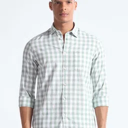 Flying Machine Slim Fit Gingham Checks Opaque Checked Cotton Casual Shirt-picture-20