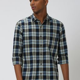 Mufti Slim Fit Tartan Checks Pure Cotton Casual Shirt-image-108