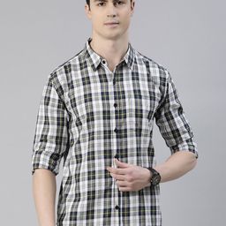 Joven Slim Fit Tartan Checks Pure Cotton Casual Shirt-image-70