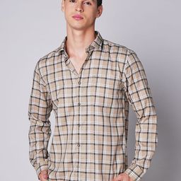 MOZZO Men Slim Fit Tartan Checks Opaque Checked Casual Shirt-image-43
