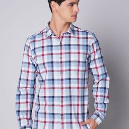 MOZZO Men Slim Fit Tartan Checks Opaque Checked Casual Shirt-image-44