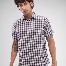 SPYKAR Men Slim Fit Tartan Checks Opaque Half Sleeve Casual Shirt-image-47