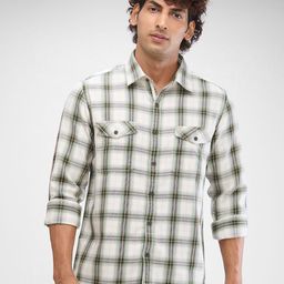 SPYKAR Men Slim Fit Opaque Checked Spread Collar Casual Shirt-picture-47