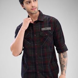 SPYKAR Men Slim Fit Tartan Checks Opaque Checked Casual Shirt-image-59