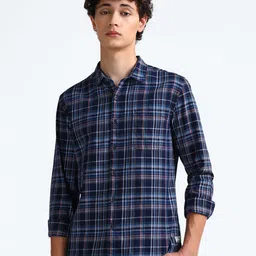 Flying Machine Slim Fit Tartan Checks Spread Collar Cotton Twill Casual Shirt-picture-45