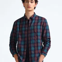 Flying Machine Slim Fit Tartan  Checked Cotton Casual Shirt-picture-39