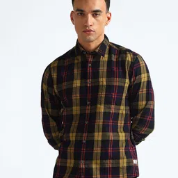 Flying Machine Slim Fit Tartan Checks Spread Collar Cotton Twill Casual Shirt-picture-2