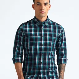 Flying Machine Tartan Checked Slim Fit Cotton Opaque Casual Shirt-picture-42