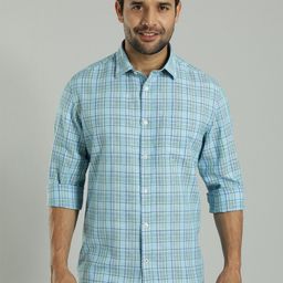 Indian Terrain Men Slim Fit Tartan Checks Opaque Casual Shirt-image-71