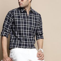 INVICTUS Sport Slim Fit Tartan Checked Cotton Casual Shirt-image-31