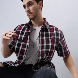 CHIMPAAANZEE Tartan Checked Oversized Casual Shirt-image-88