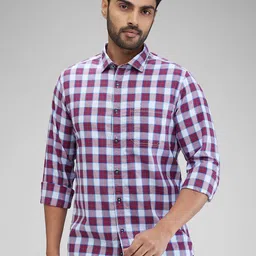 ColorPlus Men Contemporary Tartan Checks Opaque Checked Casual Shirt-picture-5