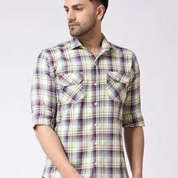 Voroxy Tartan Checked Cotton Casual Shirt-image-86