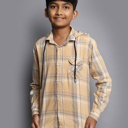 V-Mart Boys Tartan Checked Hooded Cotton Casual Shirt-image-92