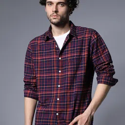 High Star Classic Regular Fit Tartan Checked Opaque Cotton Casual Shirt-picture-5
