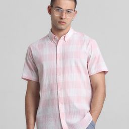 Jack & Jones Checked Button-Down Collar Cotton Casual Shirt-image-67