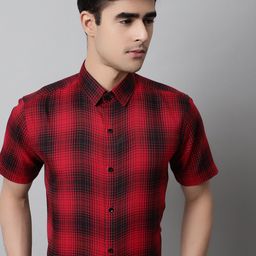 JAINISH Men Classic Tartan Checked Pure Cotton Jainish Formal Shirt-image-21