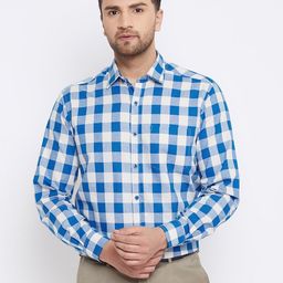D Kumar Men Blue Standard Gingham qChecked Formal Cotton Shirt-image-86