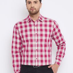 D Kumar Men Pink Standard Gingham Checked Formal Shirt-image-56