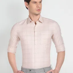 Arrow Slim Fit Checked Spread Collar Long Sleeve Cotton Formal Shirt-picture-25